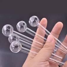 TAJ Creations 4 Inch Glass Oil Burner Pipe Clear Transparent, Pack of 4
