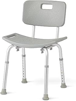 Medline Bath Chair, Bench, Seat, Stool for Disabled, Seniors & Elderly Bathroom Transfer Inside Shower/Tub/Bathtub – 400 Lbs. Capacity, Gray