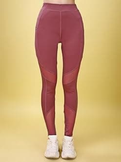 Mehrang Stretchable Gym Pants for Women & Tights for Women Workout with Mesh Insert & Side Pockets