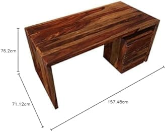 Wooden Finish Writing Study Desk for Adults | Study Table for Home and Office | Sheesham Wood, Natural Teak Finish