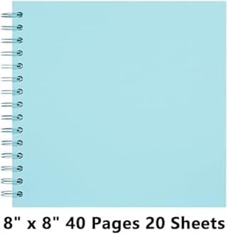 8X8 Inch DIY Scrapbook Photo Album, Kraft Blank Paper Scrap Book 40 Pages Memory Book for Wedding Family, Light Blue