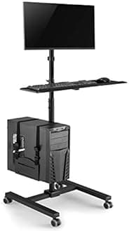 Maclean MC-793 Stand Trolley for Monitor Keyboard Computer Height Adjustable 17 "-32" to 20kg VESA 75x75, 100x100 Ideal Stand-Up Workplace