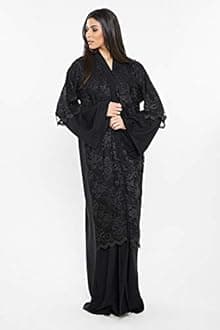 Nukhbaa Womens Abaya Made With Fine Fabric, Comes With Matching Hijab AJ102A Traditional (pack of 5)