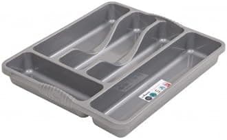 Wham Silver 5 Compartment Plastic Cutlery Holder Tray Drawer Organiser Rack