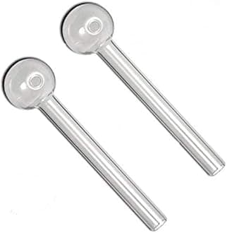 Wellmountain Glass Oil Burner Pipe(Transparent, 6 inches) 2 Pieces Combo Pack