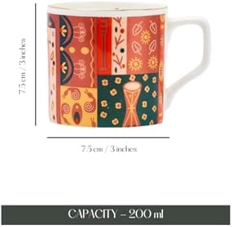 GOLDEN QUEEN'S Tea Cups Set of 6 | Ideal for Everyday Tea and Coffee, Enhancing Your Daily Rituals | Handcrafted & 24K Gold on Rim - Artistic Tea Cups