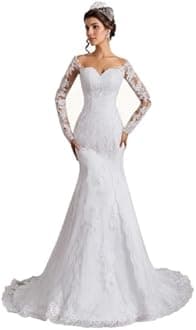 Lace Mermaid Wedding Dress 2026 Strapless Beach Wedding Dresses for Women Bride Applique Tulle Long Boho Bridal Gowns