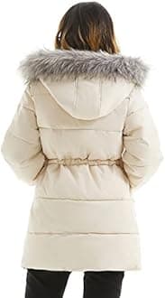 Women's Winter Hooded Coat Waterproof Down Long Jacket Warm Parka Thicken Puffer Coat with Removable Fur Hood