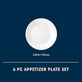 Corelle Vitrelle 6.75" Salad Appetizer Plate Set, Triple Layer Glass and Chip Resistant, Lightweight Round Plates, 6-Piece Caspian
