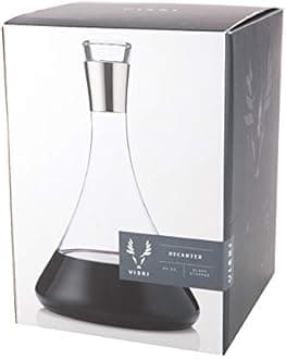 Viski Harrison Chrome Trimmed Wine Decanter Set of 1 - Premium Crystal Modern Wine Decanter for Red Wine, White Wine, or Liquor, Stunning Gift - 60 oz