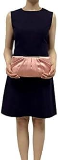 Charming Tailor Clutch Evening Bag Elegant Pleated Satin Formal Handbag Simple Classy Purse for Women (Dusty Rose)