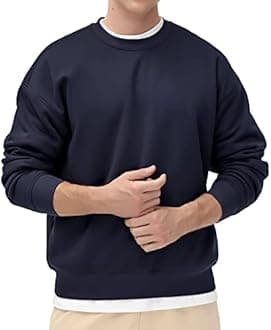 THE GYM PEOPLE Men's Fleece Crewneck Sweatshirt Thick Loose fit Soft Basic Pullover Sweatshirt