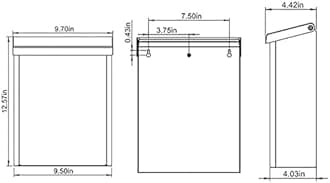 Architectural Mailboxes Designer Galvanized Steel, Locking Wall Mount Mailbox, Black with Satin Nickel