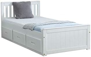 3'0 MISSION STORAGE BED IN WHITE WITH SPRING FLEX MATTRESS