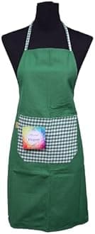 FLORINA Kitchen Chef Apron With Plain to Checks Design Apron for Kitchen Cooking Waterproof Apron For Women Men with Front Centre Pocket Grill, DIshwash (Cotton Blend Material)