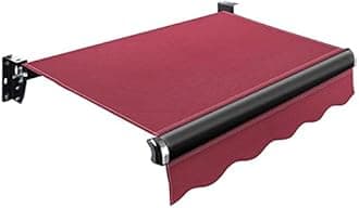 Retractable Patio Awning Replacement Fabric Cloth, Durable Exterior Sunshade Canopy Cloth, Waterproof Awning Cover Shelter For Yard, Deck, Balcony - UV Protection (Color : Rosso, Size : 20' x 10'/6x