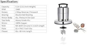 AADGEX Stainless Steel Madhani Heavy Duty Peculate Butter Milk, Lassi, Cream, Curd Percolator Valona Machine Butter Maker Churn - Medium Size 5 to 7 Ltr (Valona Machine)