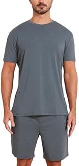 netdraw Men's Ultra Soft Bamboo Viscose Pajama Sets Lightweight Comfy Lounge Sleep Short Sleeve Pjs Sleepwear