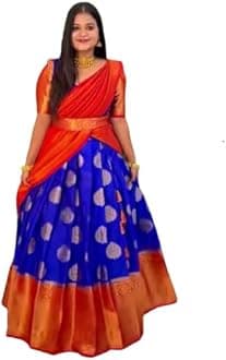 Women's Pure Pattu Silk Zari Weaving Lehenga Choli, Unstitched Lehenga Choli, Half Saree.