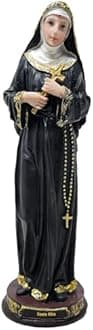 mrcjsales Saint Rita Statue | Multiple Sizes | Durable Resin | Authentic Black Gown | Ideal for Church, Home Decor, Gifts | Spanish Name Engraved