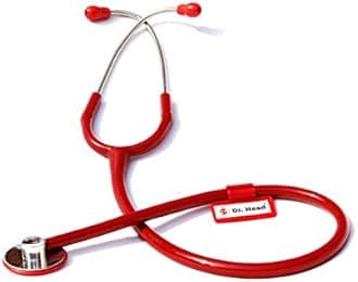 Dr. Head Single Care Aluminum Stethoscope For Doctors, Nurse, Hospital and Medical Student Cardiology Stethoscope (RED)