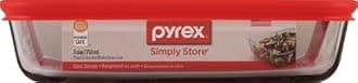 Pyrex 3-Cup Single Rectangular Glass Food Storage Container with Lid, Non-Tox...