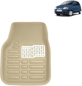 Kingsway Accessories Premium 4D Car Floor Mats Only Compatible with Hyundai Santro Xing Year 2003 to 2018 All Model, Set of 3 Pcs, 100% Waterproof Tray Shape PVC 4D Car Foot Mats, Beige