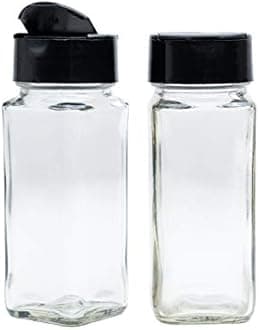 Vasukie Salt & Pepper Square Glass Spice Jar with Black Sifter Two Sided Sifter Cap,Masala jar Spice Container (Each Bottle 120ml) (6 Piece)