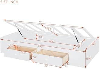 Wood Bunk Bed Twin Over Twin Size with Built-in Wardrobe and Drawers, Loft Bed & L-Shape Platform Bed with Hydraulic Storage and Shelves for Kids Teens Adults, Space-Saving (White-YY10)