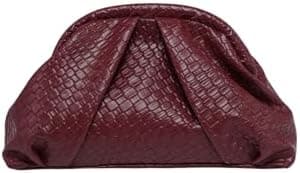 Floerns Women's Vintage Leather Ruched Bag Evening Handbag Dumpling Clutch Purse