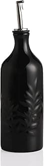 Sweejar Ceramic Olive Oil Dispenser Bottle, 20 Oz Relief Opaque Oil Cruet Protects Oil To Reduce Oxidation, Suitable for Storage Oil, Vinegar, Soy Sauce, Coffee Syrup, Liquids, Set of 1 (Black)