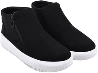 Shoetopia Women's Stylish Suede Casual Boot Sneakers | Ankle Length Slip-On Booot with Side Zipper & Comfortable Slip-Resistant Sole