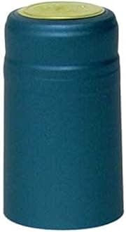 PVC Heat Shrink Capsules With Tear Tabs For Wine Bottles - 60 Count (Metallic Solid Light Blue)