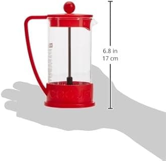 Bodum 12oz Brazil French Press Coffee Maker, High-Heat Borosilicate Glass, Red - Made in Portugal