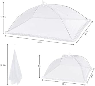 LYDTICK 10Pack Mesh Food Covers for Outside Outdoors Pop-Up Umbrella Screen Food Covers Bulk, 2 Extra Large (40"x24") & 8 Large (17"x17") Collapsible Reusable Picnic Table Fruit Nets for Camping, BBQs