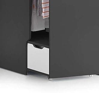 happybeds High Sleeper Storage Bed, Pegasus Grey Wood Modern Desk Wardrobe Drawers Cupboards Loft Bunk Frame - 3ft Single (90 x 190 cm) with Spring Mattress Included