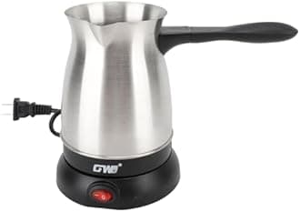 - Sanpyl Electric Turkish Coffee Maker, Stainless Steel Turkey Coffee Pot Arabic Greek Coffee, 600ml 600W Coffee Tea Milk Heating Kettle, Removable Anti Scald Handle, 5-6 Cups