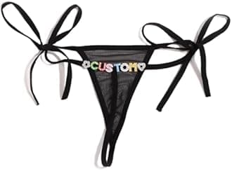 KQISAN Personalised Letter T Thong for Women Customized Crystal Letter Name Lace Up G-String Panties,DIY Colorful Let