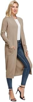 GRACE KARIN Essential Solid Open Front Maxi Long Knitted Cardigan Sweater for Women