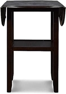 New Classic Furniture Gia Drop Leaf Counter Table with Two Chairs, 42-Inch, 42.25" Set, Ebony