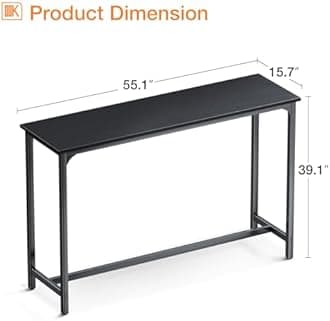 ODK 55 Inch Bar Table, Bar Height Pub Table, Counter Height Bar Table, Rectangular High Top Kitchen & Dining Counter Tables with Sturdy Legs & Easy-to-Clean Top, Indoor use, Black