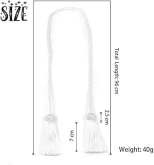 BEL AVENIR 6 Pack Curtain Handmade Tiebacks Decorative Curtain Holdbacks with Tassel (White, 6 Pack)