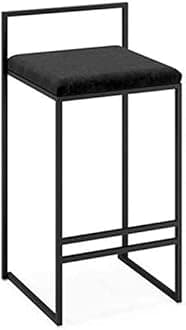 Indian Decor. 21034 Breakfast Stool (Black) Counter high Stool with Cushion Bar Chair Suitable for Bars, cafes, Kitchens Metal Counter Chair (Color : Black, Size : 66cm/26in) - Made in India