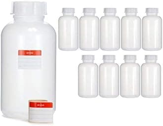 Octopus 10 x 2000 ml Wide Mouth LDPE Bottles with Screw Cap, Empty 2 Litre Chemical Laboratory Bottles with Lid for Storage in Laboratory, Kitchen or Hobby