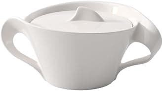 Villeroy & Boch New Wave Covered Sugar, 8.75 oz, Premium Porcelain, White