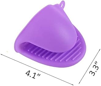 2 Pairs Mini Oven Gloves Silicone Heat Resistant Cooking Pinch Mitts Potholder for Kitchen Cooking & Baking (Purple and Orange)