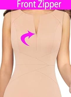 VFSHOW Womens Front Zipper Work Business Office Bodycon Dress Elegant Professional Career Church Party Pencil Sheath Dress