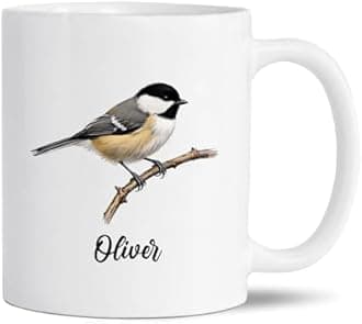 Chickadee Coffee Mug, Personalized Chickadee Lover Mug With Name, Unique Bird Themed Travel Cup, Custom Chickadees Bird White Ceramic Cup 11Oz 15Oz, Chickadees Mugs Gifts For Birds Lovers Men Women