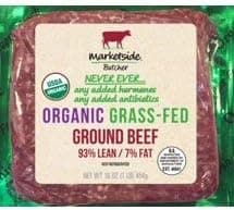 Marketside Organic Grass-Fed 93% Lean/7% Fat, Lean Ground Beef, (4pack - 16 oz) total 4 lbs.