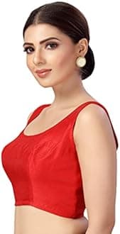 Studio Shringaar Women's Readymade Art Silk Sleeveless Saree Blouse